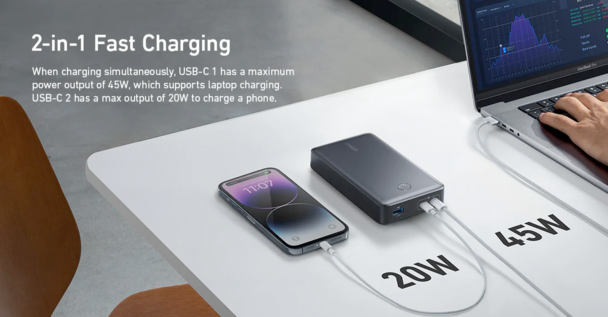 پاوربانک 24000 انکر مدل - 537 (PowerCore 24K با قابلیت شارژ لپ‌تاپ)