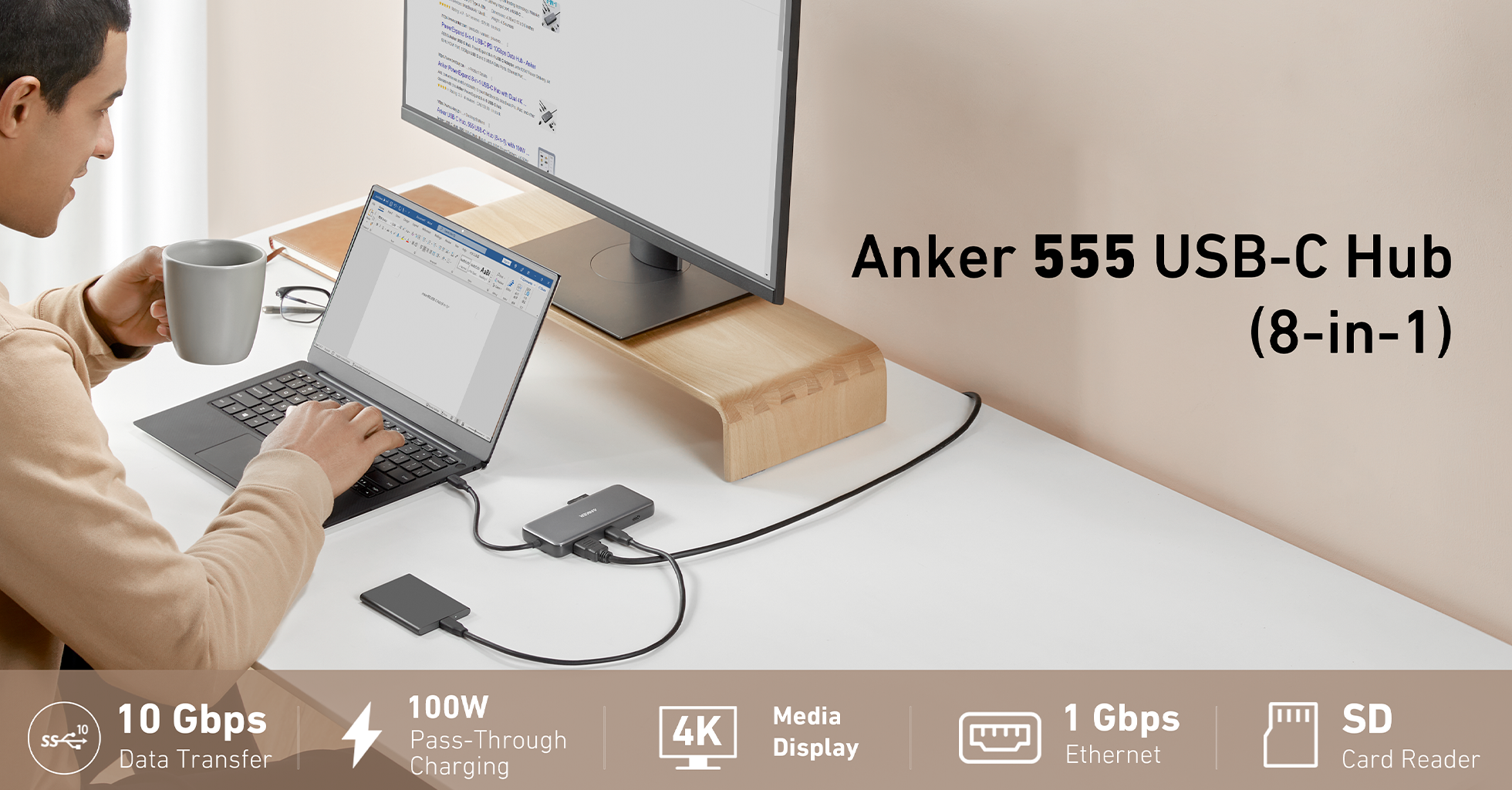 هاب 8 پورت USB-C 555 85W انکر مدل PowerExpand