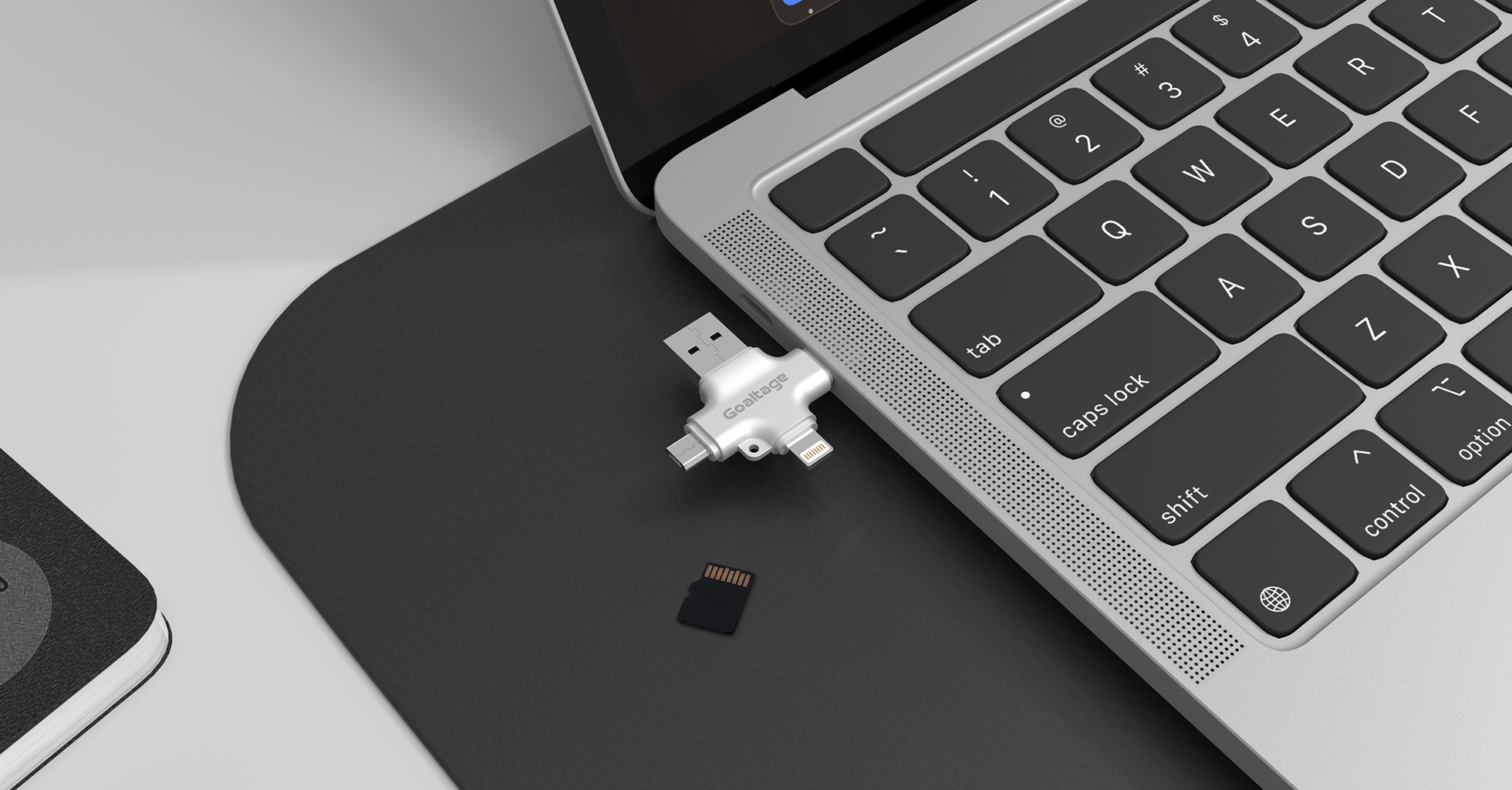 Goaltage ADP04 MultiSync 4-in-1 OTG Adapter with Multi-Functional, Compact Design, Universal Compatibility and High-Speed Data Transfer Functionality