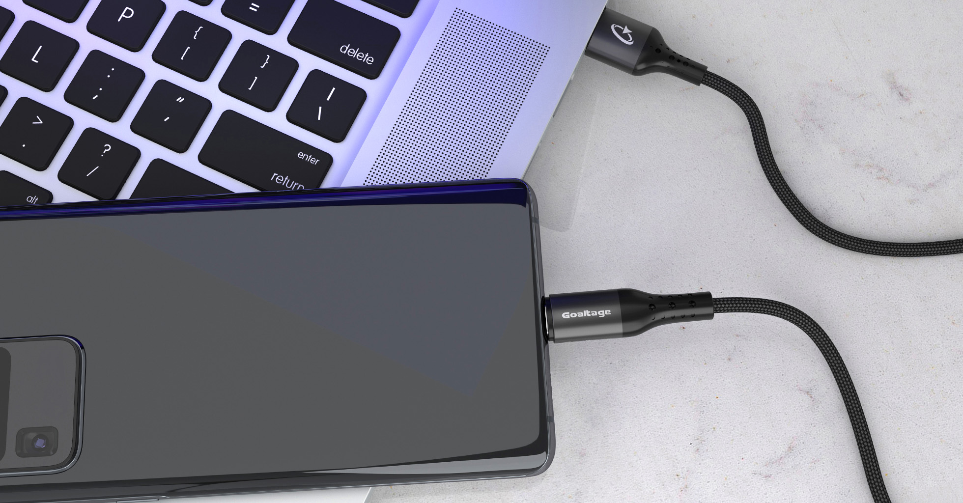 Goaltage CA02 USB-A to USB-C Charging Cable with 30K+ Bend Life Span and Data Transfer Functionality