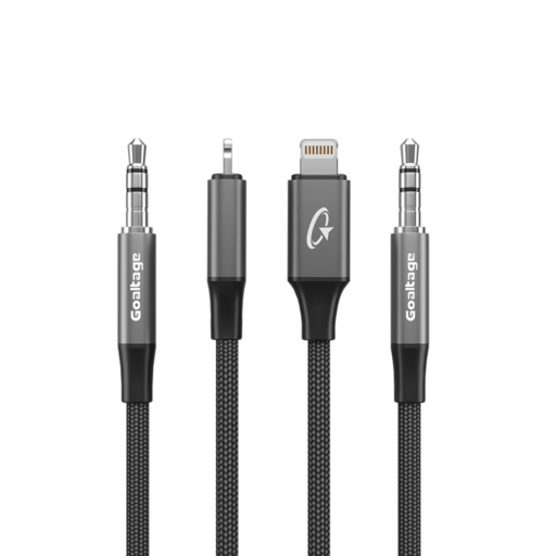 Goaltage CA04 3.5 mm Audio to Lightning Audio Cable Goaltage CA04 3.5 mm Audio to Lightning Audio Cable with Great Bending LifeSpan and Audio Connector Functionality GT-CA04-ATL120CM