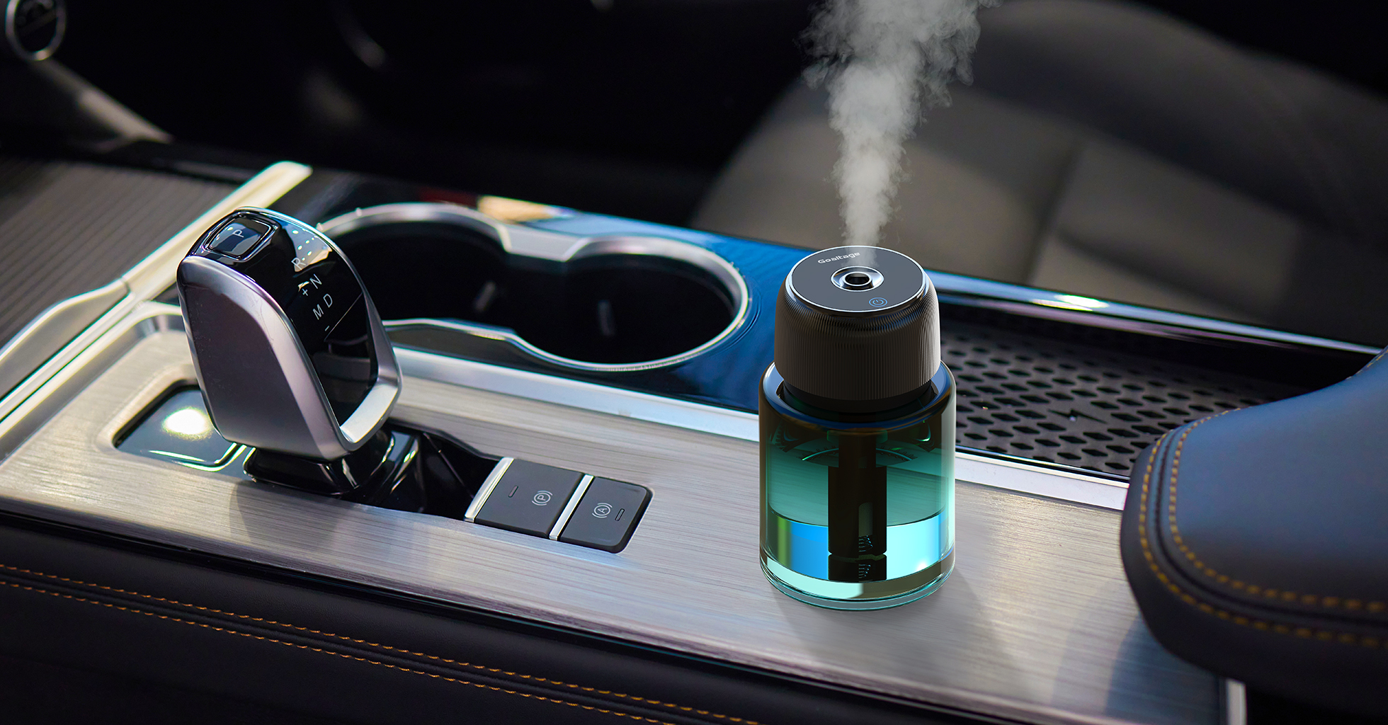 Goaltage CAD01 AromaDrive Smart Car Air Freshener with Adjustable Scent, Rechargeable Battery, Quiet Operation and Cup Holder Fit Design