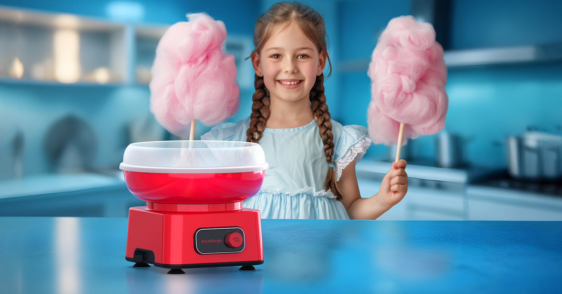 Goaltage CCM01 FluffMagic Cotton Candy Maker with Customizable Colors, Quick Preparation, Compact Design, ON/OFF Switch and Easy Maintenance Functionality