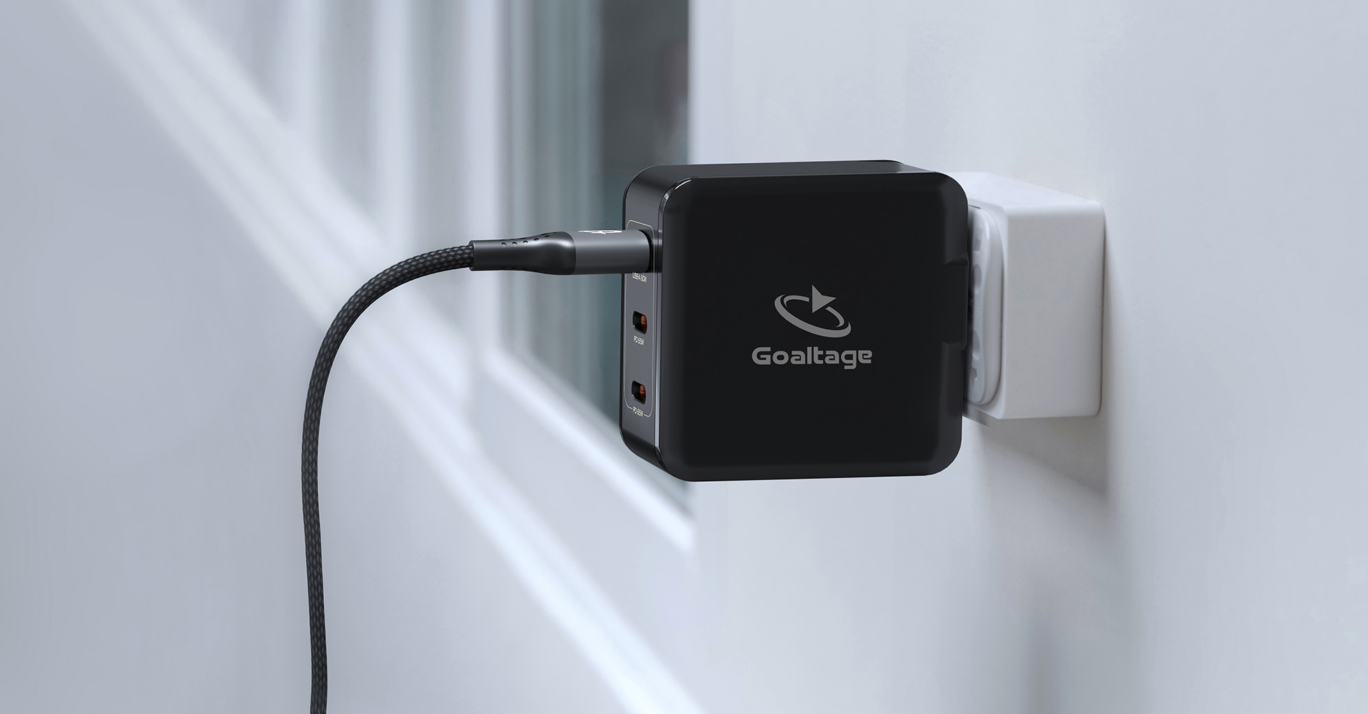 Goaltage CH02 Super-Fast 65W GaN Wall Charger with Safety Protection and Multi-Port Functionality