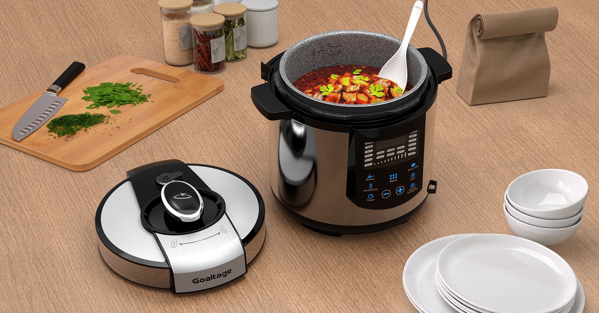 Goaltage CKR01 CulinaryPro 1000W Multi-Cooker with 18 Built-In Presets, Adjustable Timer, Ideal Capacity and Advanced IMD Control Panel