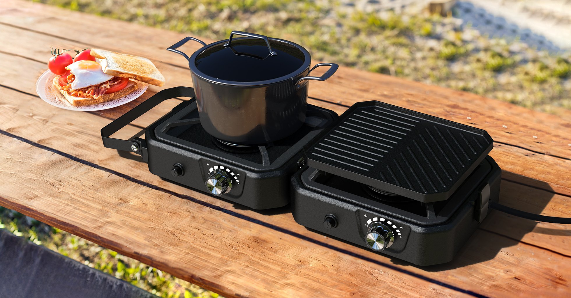 Goaltage CS01 ProFlame Portable Camping Stove with High-Power Dual-Burner, Easy to Clean and Foldable Design