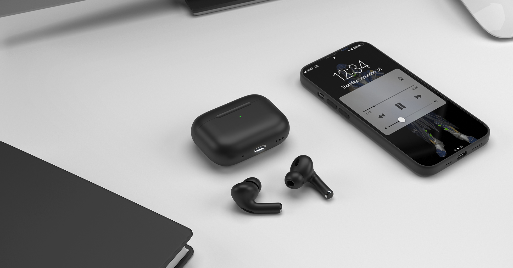 Goaltage HP06 SonicPulse True Wireless HeadPhones with ANC Technology, Siri Voice Assistant, Long Lasting Battery and Fast Wireless Charging