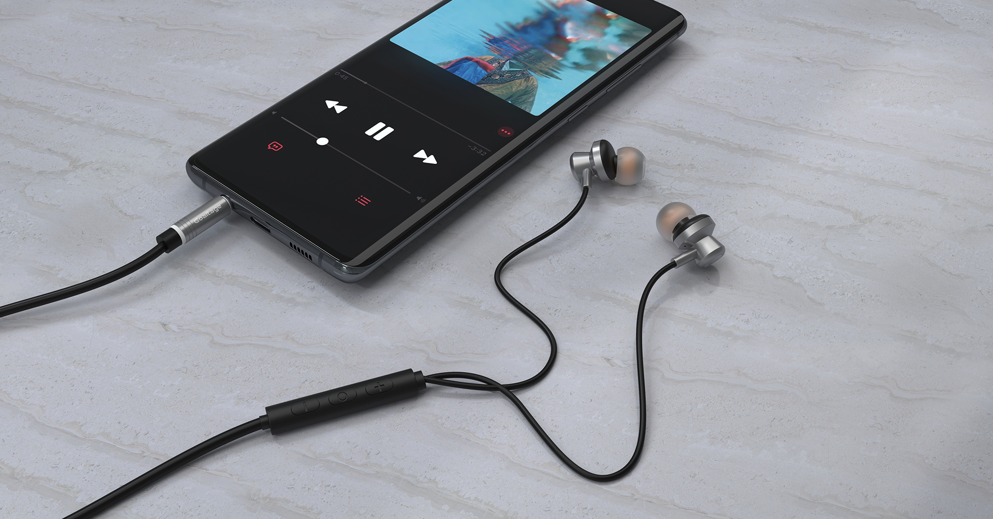 Goaltage HP08 EchoFit In-Ear Wired HeadPhones with 3.5mm AUX Connector, Built-In Microphone, Volume Control, Hands-Free Calling, High-Quality Audio and Secure Fit Design