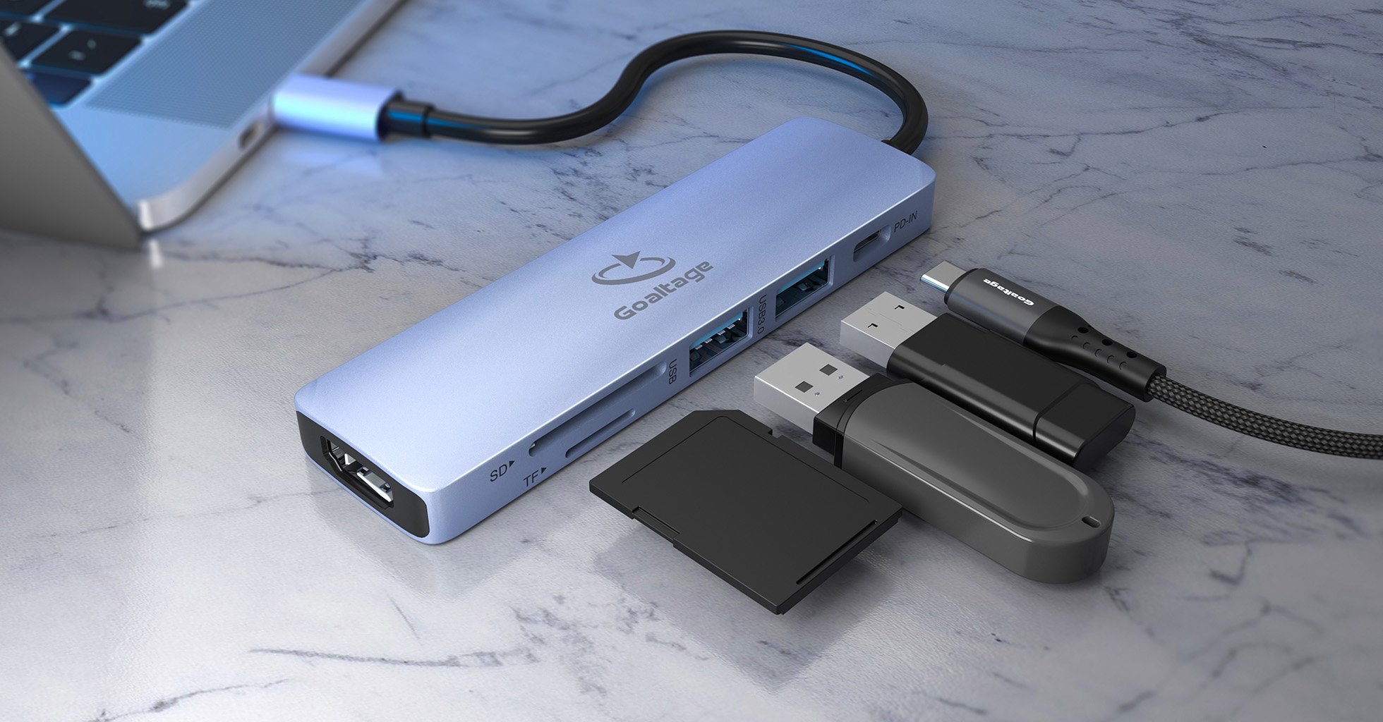 Goaltage HU01 6-in-1 USB-C Hub with 5Gbps Data Transfer, 4K HDMI and PD 55W Output