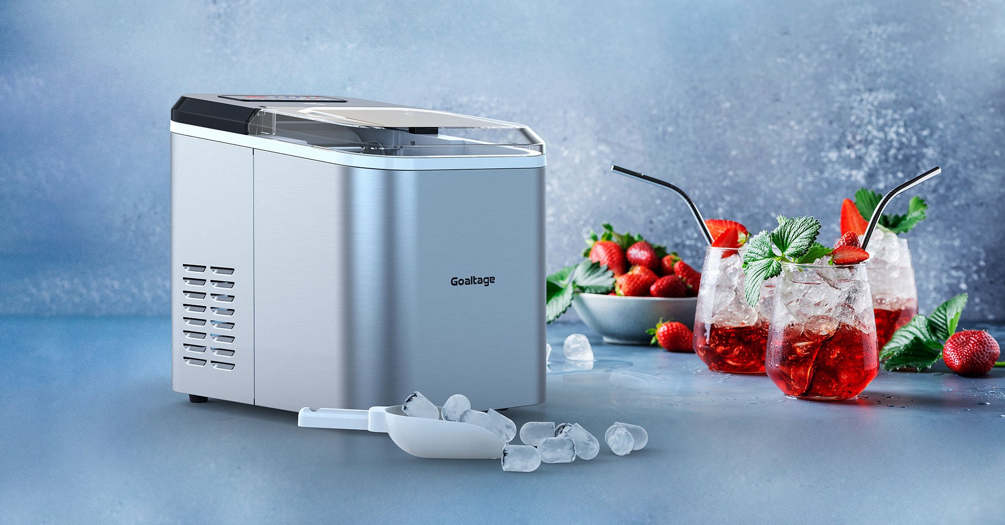 Goaltage ICM01 QuickFreeze Ice Maker with 1.6 L Capacity, Smart Control Panel and Low Energy Consumption Functionality