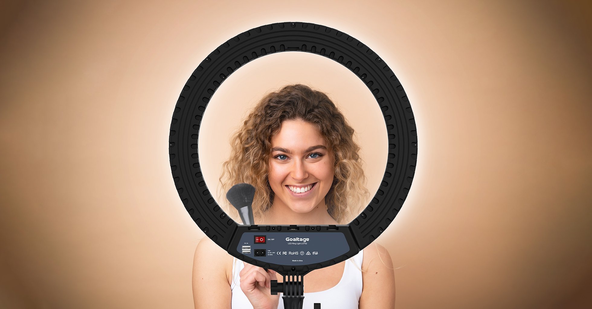 Goaltage LGT02 GlowMaster 18-Inch Ring Light with Adjustable Lighting and Phone Holder, Remote Control and Touch Control Panel