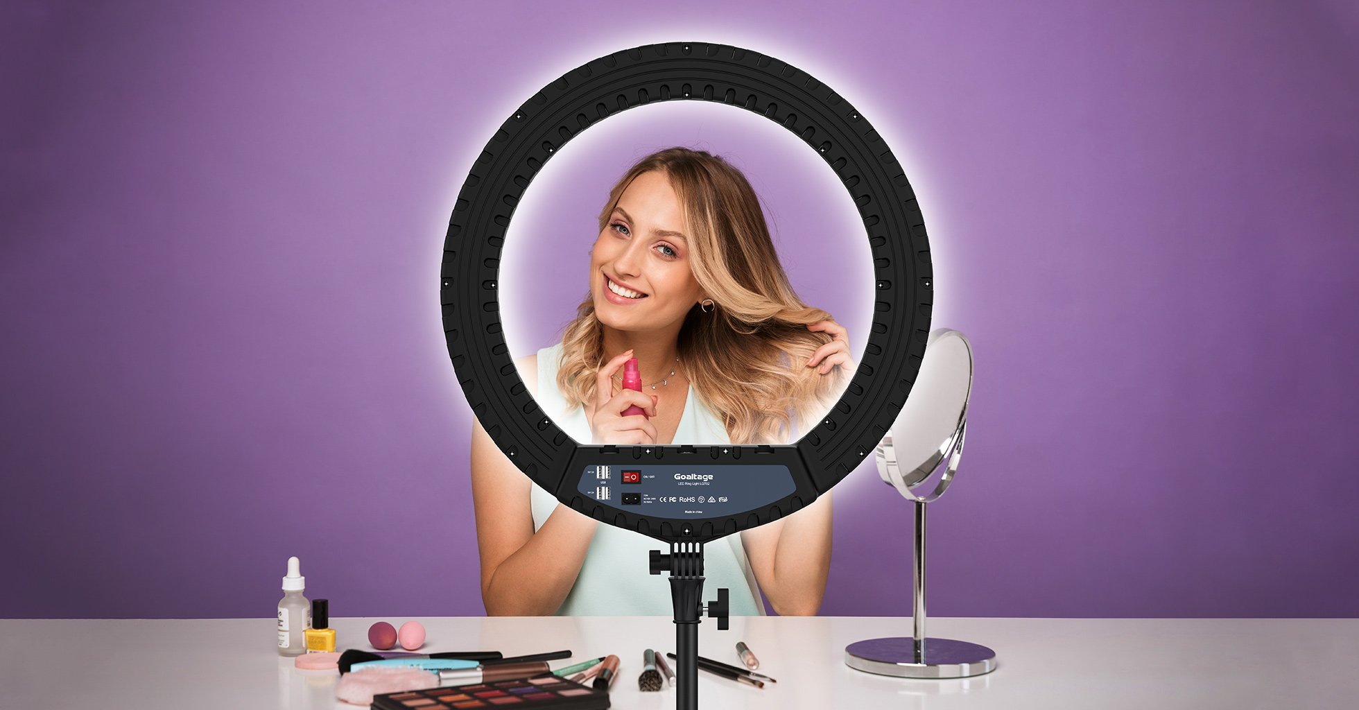Goaltage LGT02 GlowMaster Pro 21-Inch Ring Light with Adjustable Lighting and Phone Holder, Remote Control and Touch Control Panel