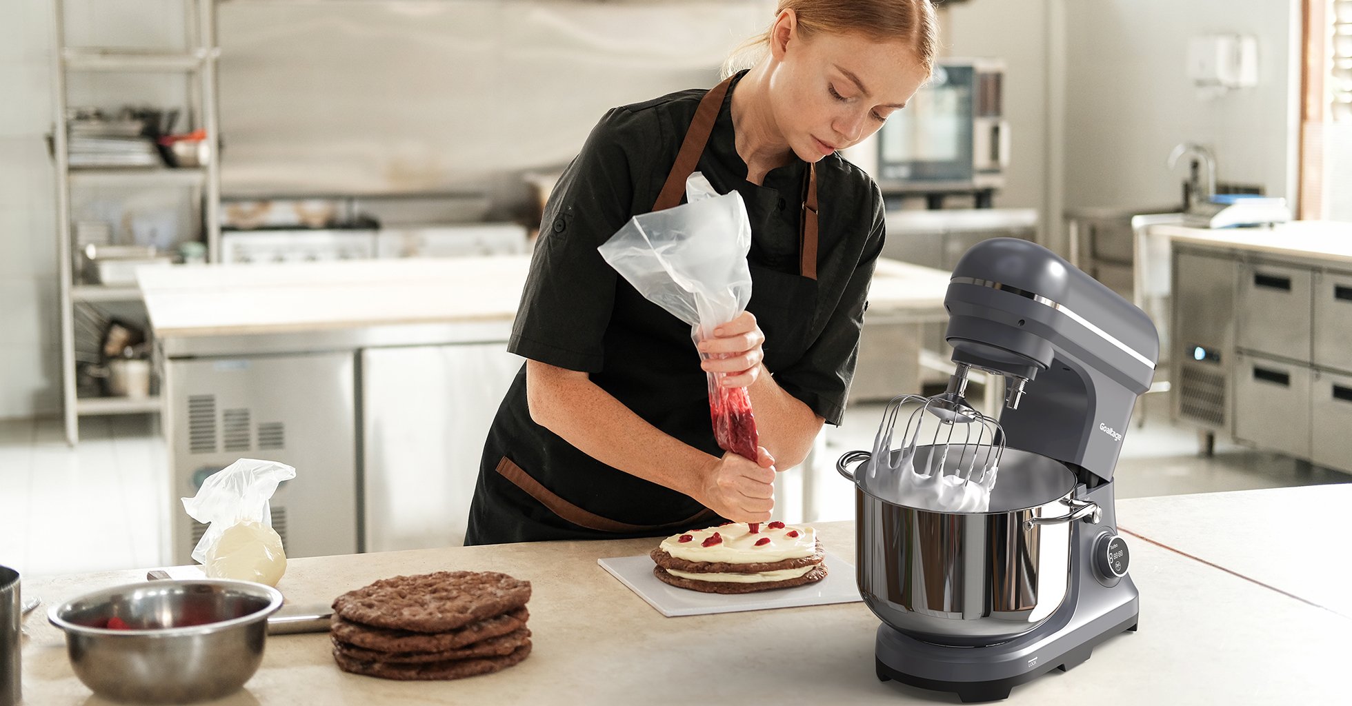 Goaltage MIX01 PowerCraft Stand Mixer with Large Capacity, 8-Speed Modes, Non-Slippery Base, Digital Display, Versatile Attachments and Tilt-Head Design
