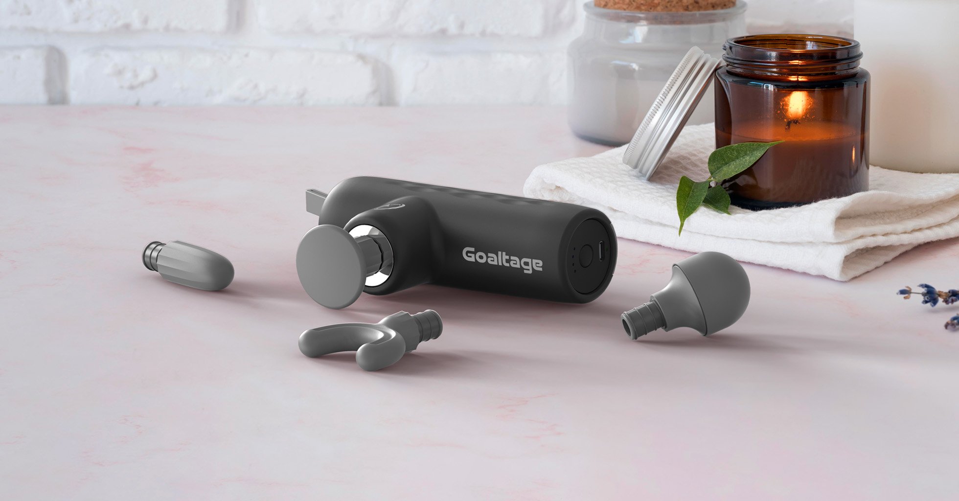 Goaltage MSG03 MuscleEase Massager with Adjustable Speed, Rechargeable Battery, Multiple Massage Heads and Quiet Operation Functionality