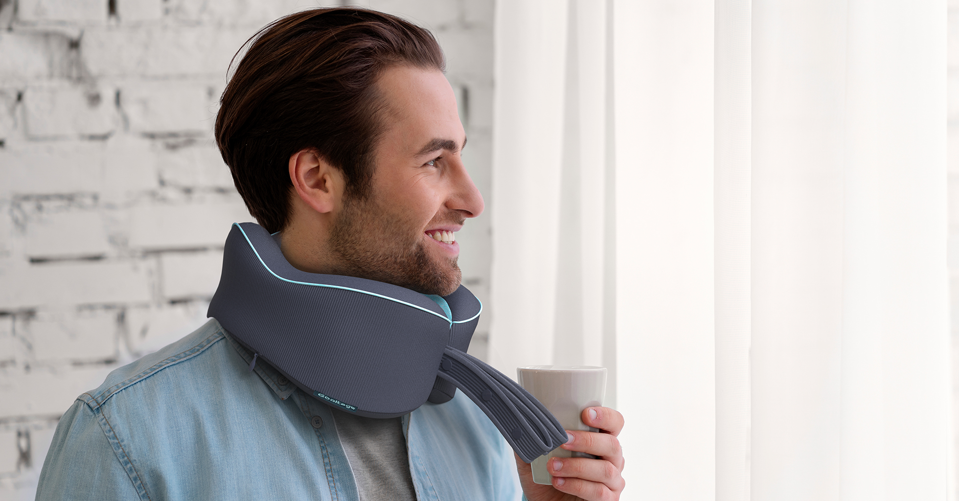 Goaltage MSG01 Relaxify Neck Massager with Adjustable Buckle, Rechargeable Battery, Comfortable Fabric and Dual Massaging Modes Functionality