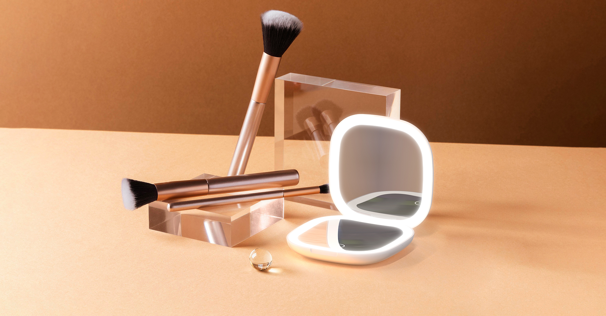 Goaltage MIR01 LumiGlow Travel Makeup Mirror with LED, Rechargeable Battery, 5X Magnifying Function and Compact Design