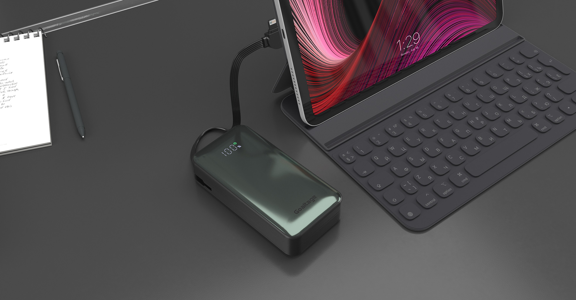 Goaltage PB07 MiniBoost 10K Power Bank 22W with Built-In Cable, On-Off Switch, Power Indicator, Safe Charging and Multi-Port Functionality
