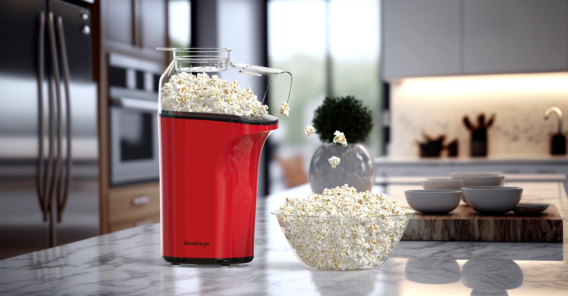 Goaltage PCM01 HealthyPop Popcorn Maker with Hot Air Technology, High Capacity, Measuring Cup, Oil-Free and Compact Design