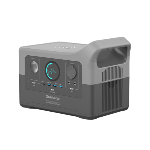 Goaltage PS01 ChargeMax 700W Portable Power Station Goaltage PS01 ChargeMax 700W Portable Power Station with Powerful Battery, Flash Light, LCD Display, Mobile App, Solar Recharge and Wireless Charge Functionality GT-PS01-700W