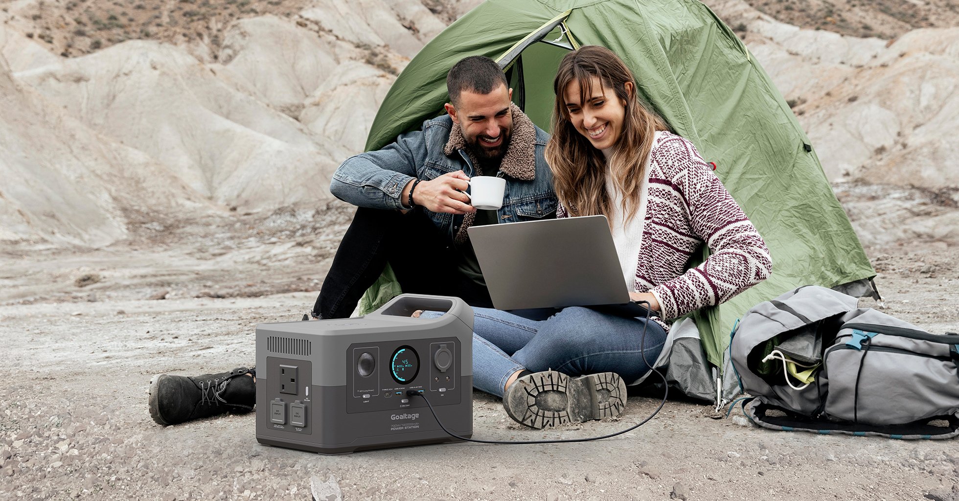 Goaltage PS01 ChargeMax 700W Portable Power Station with Powerful Battery, Flash Light, LCD Display, Mobile App, Solar Recharge and Wireless Charge Functionality
