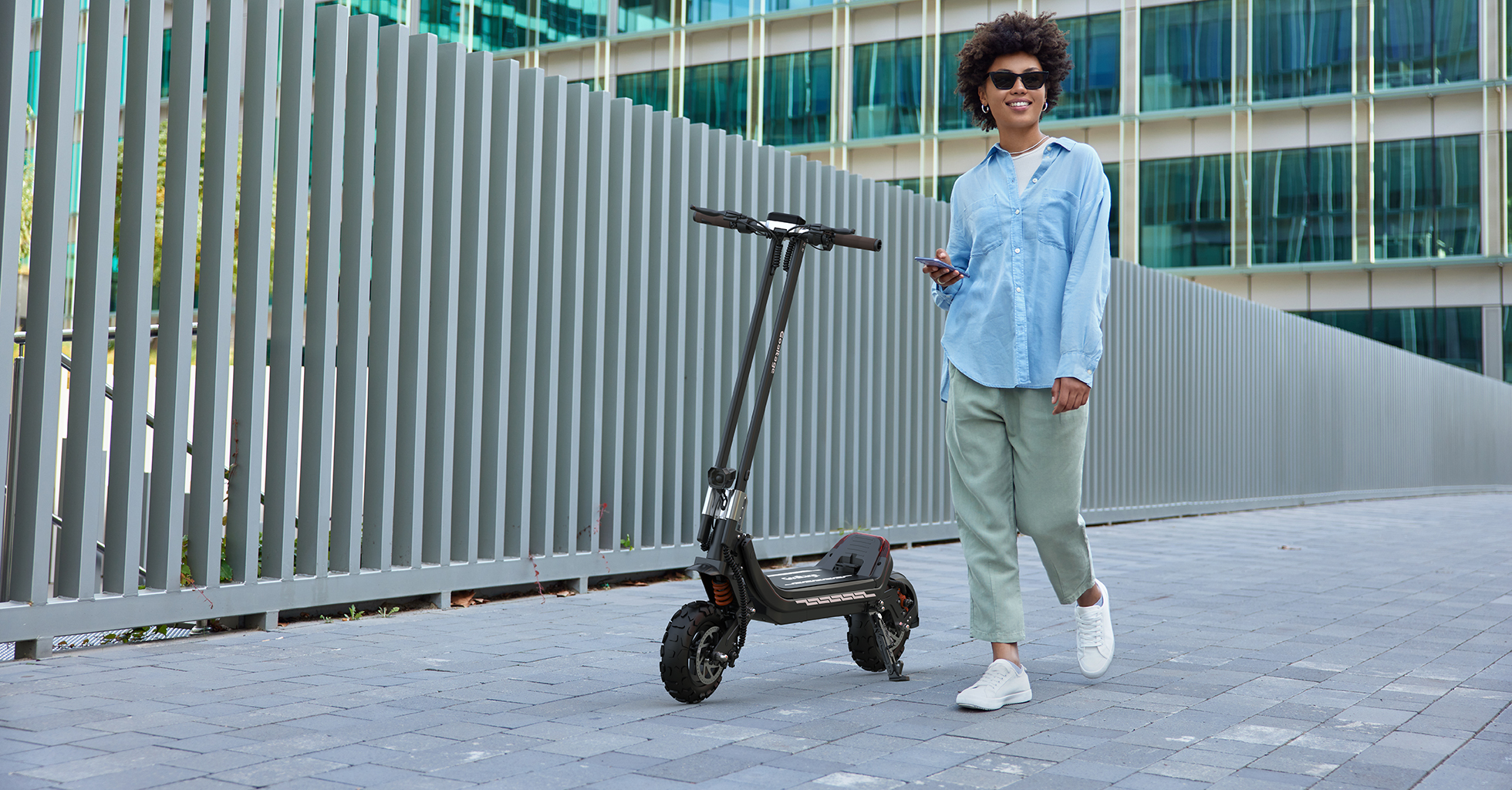 Goaltage SCT01 SpeedBoost Pro Electric Scooter with Front & Rear Shock Absorber, Brake, Lights, Digital Display and Anti-theft Coded Lock Functionality