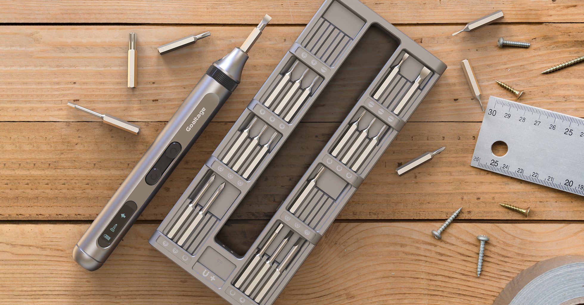 Goaltage SD01 TurboTwist ScrewDriver Kit including 50Pcs with Powerful Motor and Long Battery Life