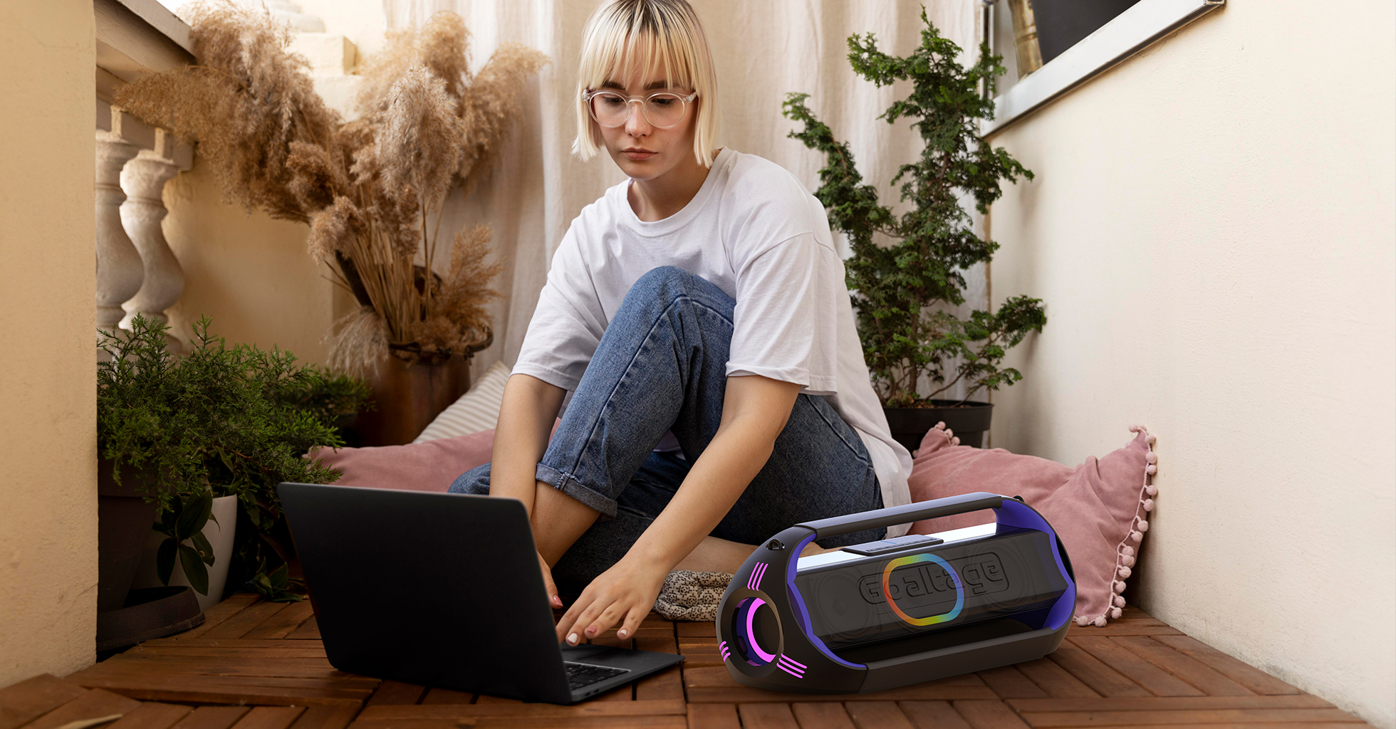 Goaltage SP11 BeatBox Portable Speaker including Two Wireless Microphones with Control Panel and TWS Functionality