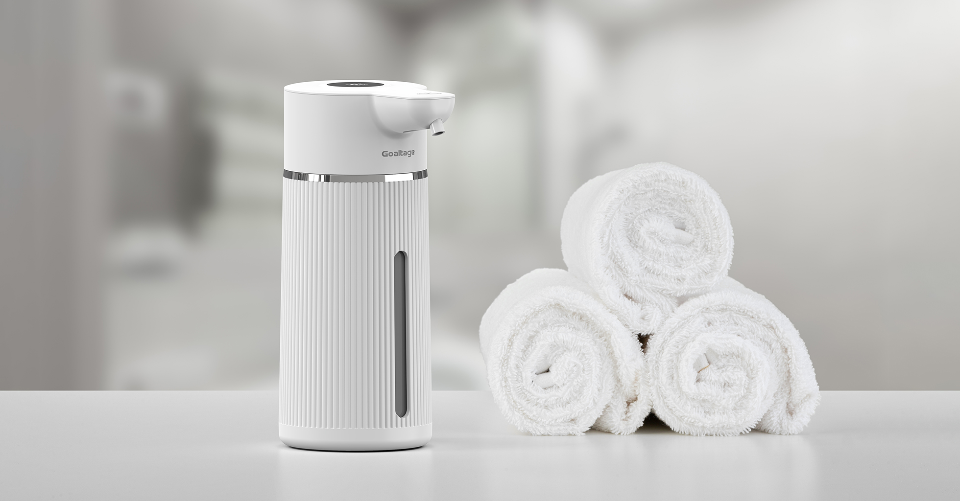 Goaltage SPD01 FoamLux Automatic Soap Dispenser with Adjustable Foam Levels, Wide Compatibility, Infrared Sensor, Rechargeable, Waterproof Design and Touch-Less Functionality